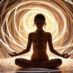 **Prompt:** A serene figure, perhaps a young woman, in a meditative or journaling pose, surrounded by abstract, glowing lines that untangle from a chaotic swirl, revealing a clear, calm inner space. The scene should evoke introspection, self-discovery, and mental clarity, bathed in soft, warm light. Digital art, dreamy, calming.