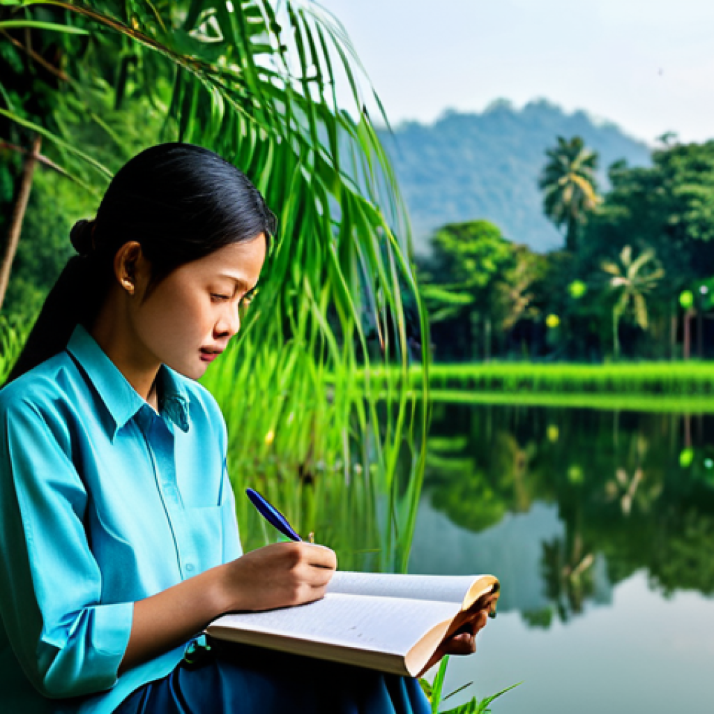 Reflective Moment**
"A professional woman, fully clothed in modest attire, sitting by a serene lake in Chiang Mai, Thailand. She is holding a journal and pen, looking thoughtfully at the water. Soft, natural lighting, lush greenery, safe for work, appropriate content, perfect anatomy, natural pose, professional photography, high quality."
**